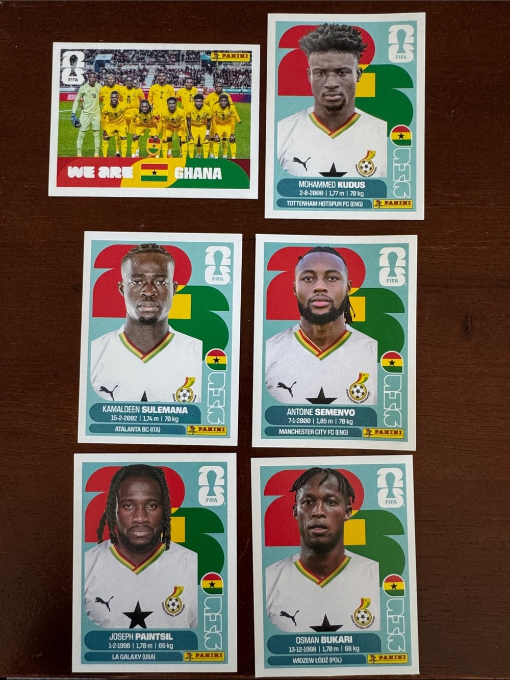 Panini FIFA Ghana National Team Stickers - Yellow, Green & Red Accents